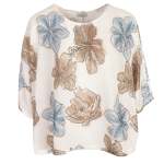 Hibiscus Print Batwing Knit Top - Cream Free