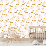 Abstract Floral Daisy Wallpaper - 1.2M Wide X 3M High Non-adhesive Requires Wallpaper Glue