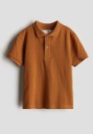 Cotton Piqu Polo Shirt - Brown