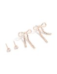 Rose Gold Diamante Stud & Cup Chain Bow Earrings 2- Pack