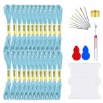 Embroidery Floss KIT-24 Skeins Premium Cross Stitch Thread For Knitting Embroidery Stitching And Cross Stitch Project Light Blue