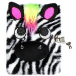 Zebra Fluffy Lockable Journal