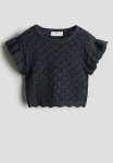 Crochet-look Top - Dark Grey