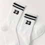 A Pair Of Men's Number 23 Print Crew Socks Comfy Casual Soft & Elastic Crew Socks Ideal Gifts For Friends Spring & Summer