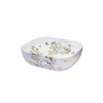 - White And Floral Rectangle Basin