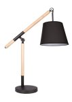 Metal And Wood Table Lamp With Black Fabric Shade