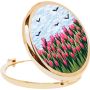 Tulip Flowers Embroidery Diy Compact Mirror Sewing Craft Kit