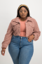 Chloe Cropped Teddy Jacket - Blush - XL