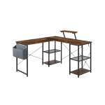 Corner Computer Table Walnut & Black