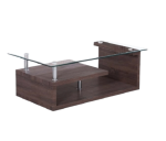 Smte Coffee Tables Tempered Glass Top Brown Base With Keychain