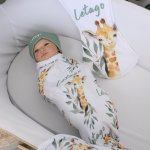 Wrap Set Swaddle Set Giraffe Leaf Set Sage Green