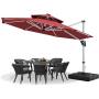 Purple Leaf 10-FT Aluminum Square Burgundy Cantilever Patio Umbrella With No Light