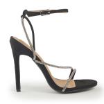 Black Suede Strappy Stiletto Heels