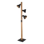 Three Light Floor Lamp Black And Natural