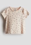 Printed Jersey Top - Light Beige Floral