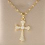 Elegant Gold-tone Synthetic Zirconia Cross Pendant Necklace - Perfect For Him Or Her - No Magnet