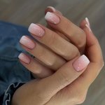 24 Pcs Square Press On Nails Medium French Fake Nails Glossy Acrylic Nails Pinkish White Gradient False Nails Glossy Full Cover