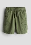 Linen-blend Cargo Shorts - Khaki Green
