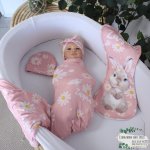 Wrap Set Swaddle Set Bunny Daisy And Butterfly Pink