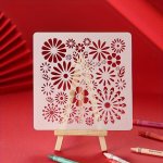 1PC Creative Chrysanthemum Flower Petal Patterns Hollow Board Diy Graffiti Drawing Template Reusable Drawing Mold Logo Template