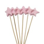 Stars On Stick Light Pink Glitter Pack Of 6