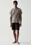 Regular Fit Pyjama T-Shirt And Shorts - Beige Patterned