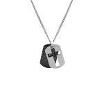Icom Stainless Steel Mens Cross & Prayer Dog Tag Pendant
