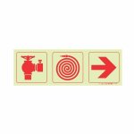 Photoluminescent 190MM Safety Sign F9 Fire Hydrant Fire Hose Reel Arrow Right