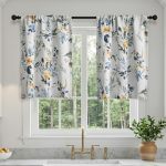 Mysky Home Floral Kitchen Tier Cafe Curtains 36 Inch Length 2 Panels Privacy Small Window Treatments Rod Pocket For Bathroom Bas