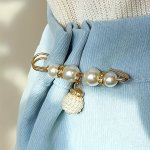 6PCS Faux Pearl Brooch Pins Cardigan Safety Pin Shirt Dress Pins Pearl Sweater Shawl Clip Waist Pins For Dress Pants White Pearl