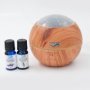 Crystal Aire Light Shadow Wooden Aroma Diffuser Plus Eucalyptus And Lavender Oils