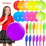 10 20PCS Heavy Duty Punch Balloons Party Favors Bounce Balloons With Rubber Band Handle For Birthday Party Decor Holiday Accesso