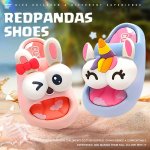 Casual Cute Cartoon Open Toe Slippers For Girls Non Slip Lightweight Slippers For Indoor Shower Pool All Seasons