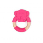 Bo Jungle Wood Teether Pink Elephant