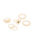 Goldair Gold Textured Mixed Rings 6-PACK - M l
