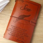 Leather Journal For Son From Mom - 120 Pages Travel Diary Sketchbook With Card Slots And Pen - Engraved Inspirational Quotes - G