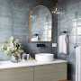 Clara Crescent Aluminium Mirror - Matt Black Brushed Gold - Brushed Gold