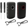 2PIECE For Mazda Key Fob Cover With Keychain 4 Button Black/black Red