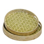 Leaf Round Capiz Ottoman Tray Set