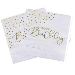 Gold Happy Birthday Serviette Pack Of 20