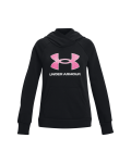 Girls Ua Rival Fleece Big Logo Hoodie - Black Ysm