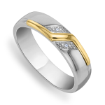 Yellow Gold & Silver Diamond Men&apos S Wedding Band