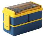 4 In 1 Double Layer Plastic Lunch Box With Cutlery Set 1400ML Blue