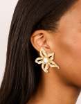 Goldair Gold Plated Statement Pearl Flower Earrings