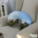 Feeding Pillow Cover Sheep Tractor And Bull In Field