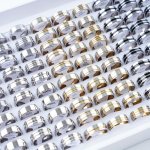 20PCS PACK Fashion Classic Simple Stripe Stainless Steel Rings For Women & Men Colorful Mixed Style Jewelry Party Gifts