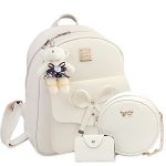 K.e.j. Cute MINI Backpack Bowknot Leather Backpack 3-PCS Small Backpack Purse For Women