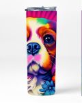 Neon King Charles 20OZ Insulated Skinny Tumbler Sublimated With Straw 003