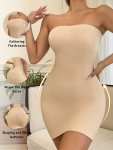 1PC Strapless Body Shaper Dress Seamless Built-in Bra Firm Control Slimming Shapewear Tummy Control Hip & Booty Lifting Invisibl