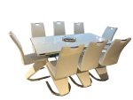 Dinning Table With Chair White And Gold